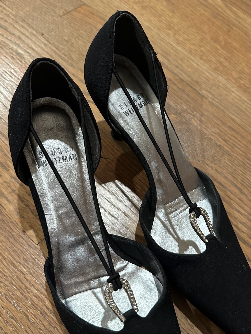 Stuart Weitzman Crystal Embellishments D'Orsay Black Pumps Size 7 - Picture 2 of 7